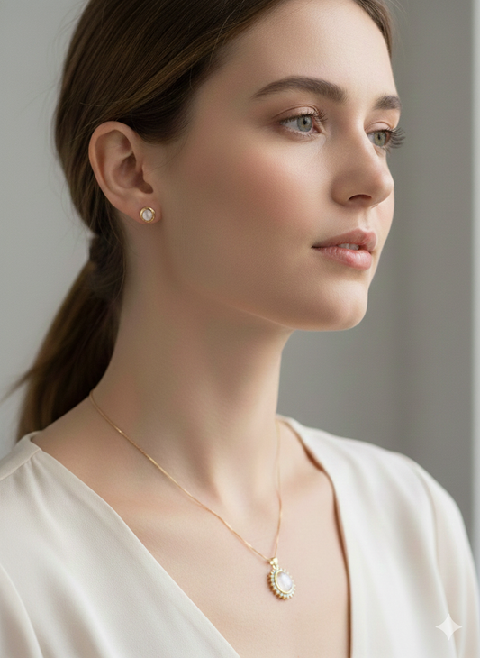 Conjunto Colar e Brinco Pérola Clássica