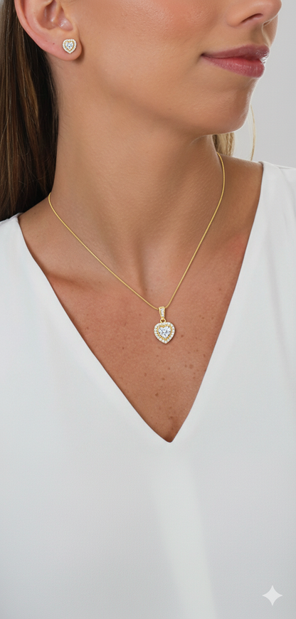 Conjunto Colar e Brinco Coração Lumine